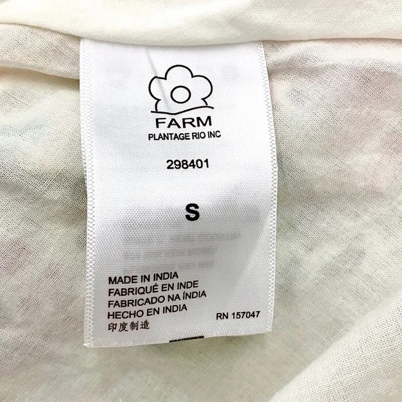 Farm Rio Delicate Forest Scarf Print Eyelet Cotton Sundress Size Small